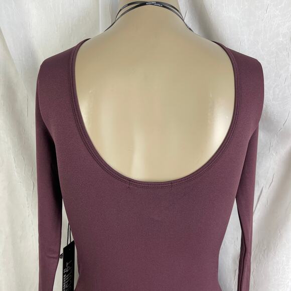 Forever 21 Sculpt Butter Seamless Thong Bodysuit V Neck Long Sleeve Purple NWT S - Picture 6 of 16